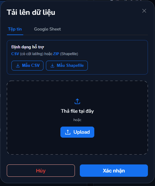 Choosing the data type during upload