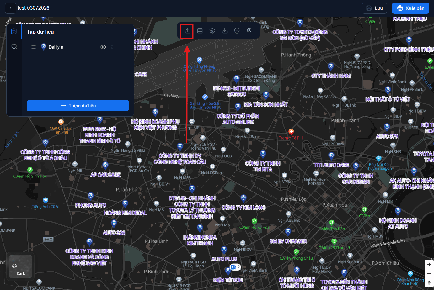 Uploading data from the map screen